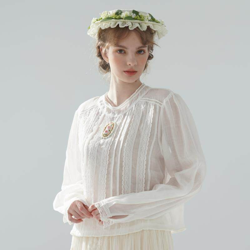 100cmBust 100%Ramie Thin White - Embroidery Rose 评论和价格