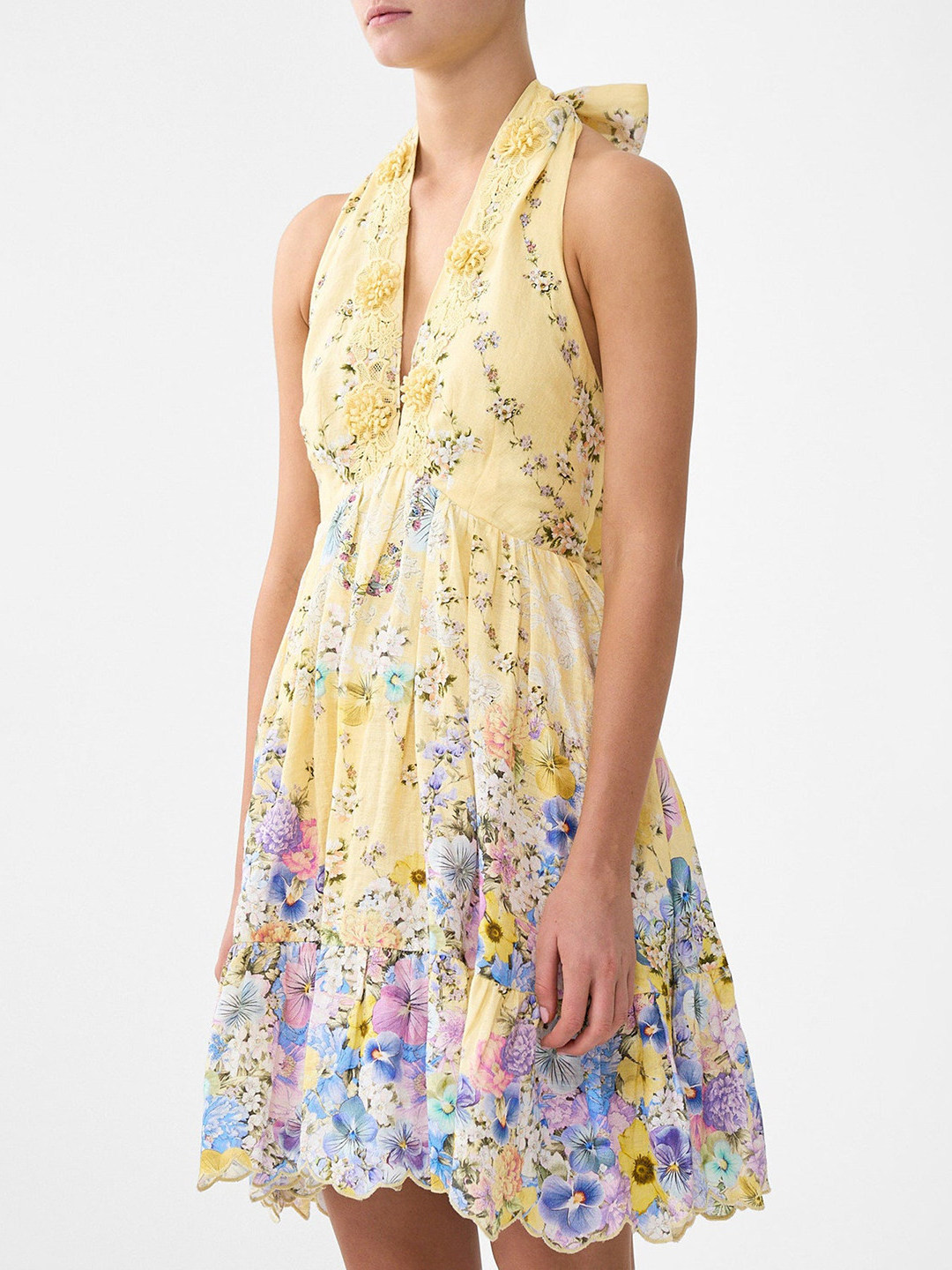 Summer Vacation Style Yellow F - Embroidery Yellow Dress 评论和价格