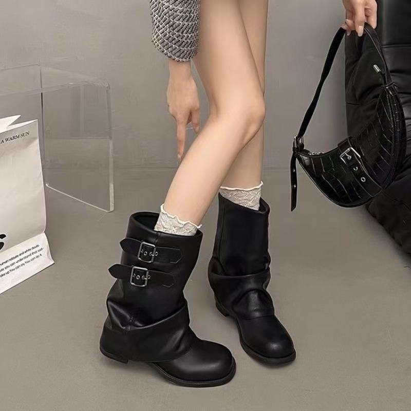 Women Black Slouchy Mid Calf B - Embroidery Garments 评论和价格