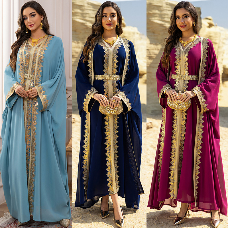 2PCS Muslim Women Dress Dubai  - Embroidery Kebaya 评论和价格