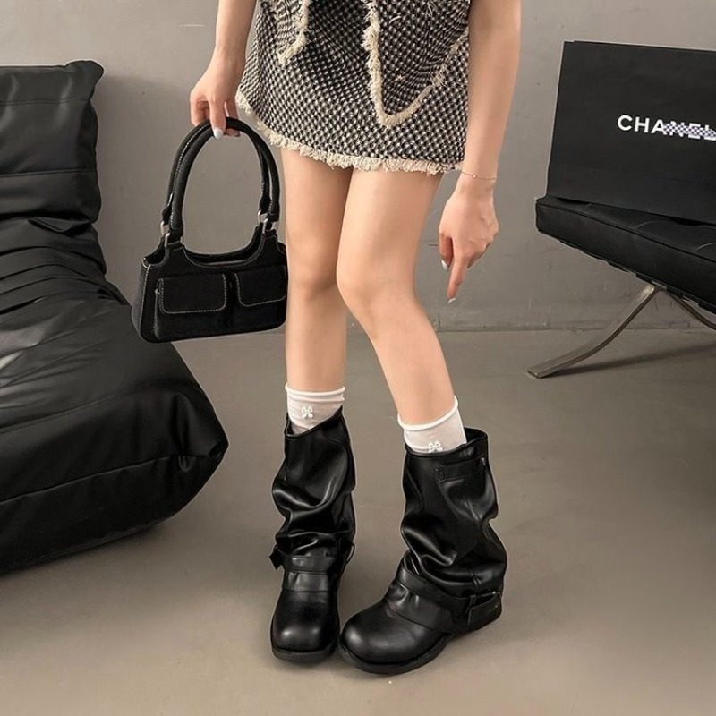 Women Round Toe Mid Calf Slouc - Embroidery Garments 评论和价格