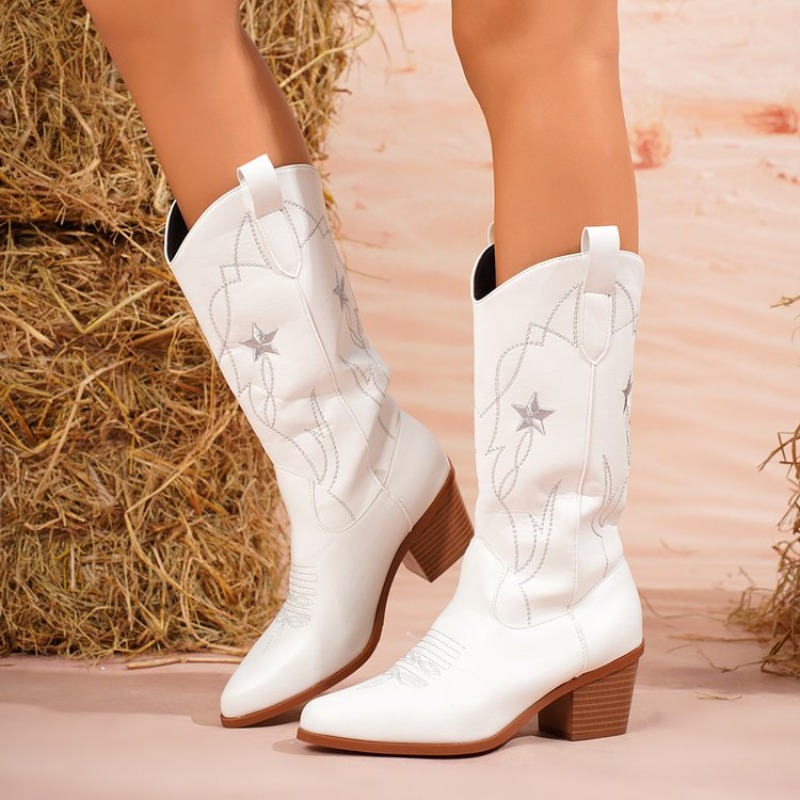 Women's Boots Mid-Calf Pointed - Embroidery Online 评论和价格