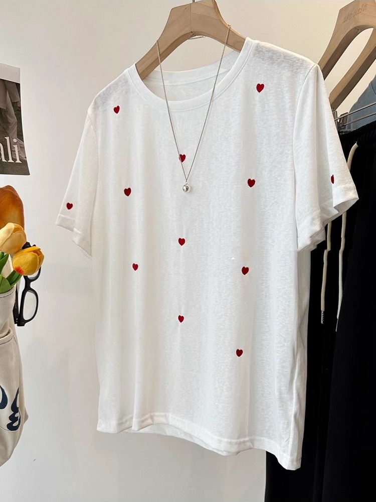 plus Size 240 Pounds Love Embr - Embroidery Cotton Shirt 评论和价格