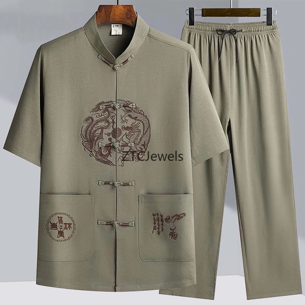 Traditional Chinese Kung Fu Su - Embroidery Cotton Shirt 评论和价格