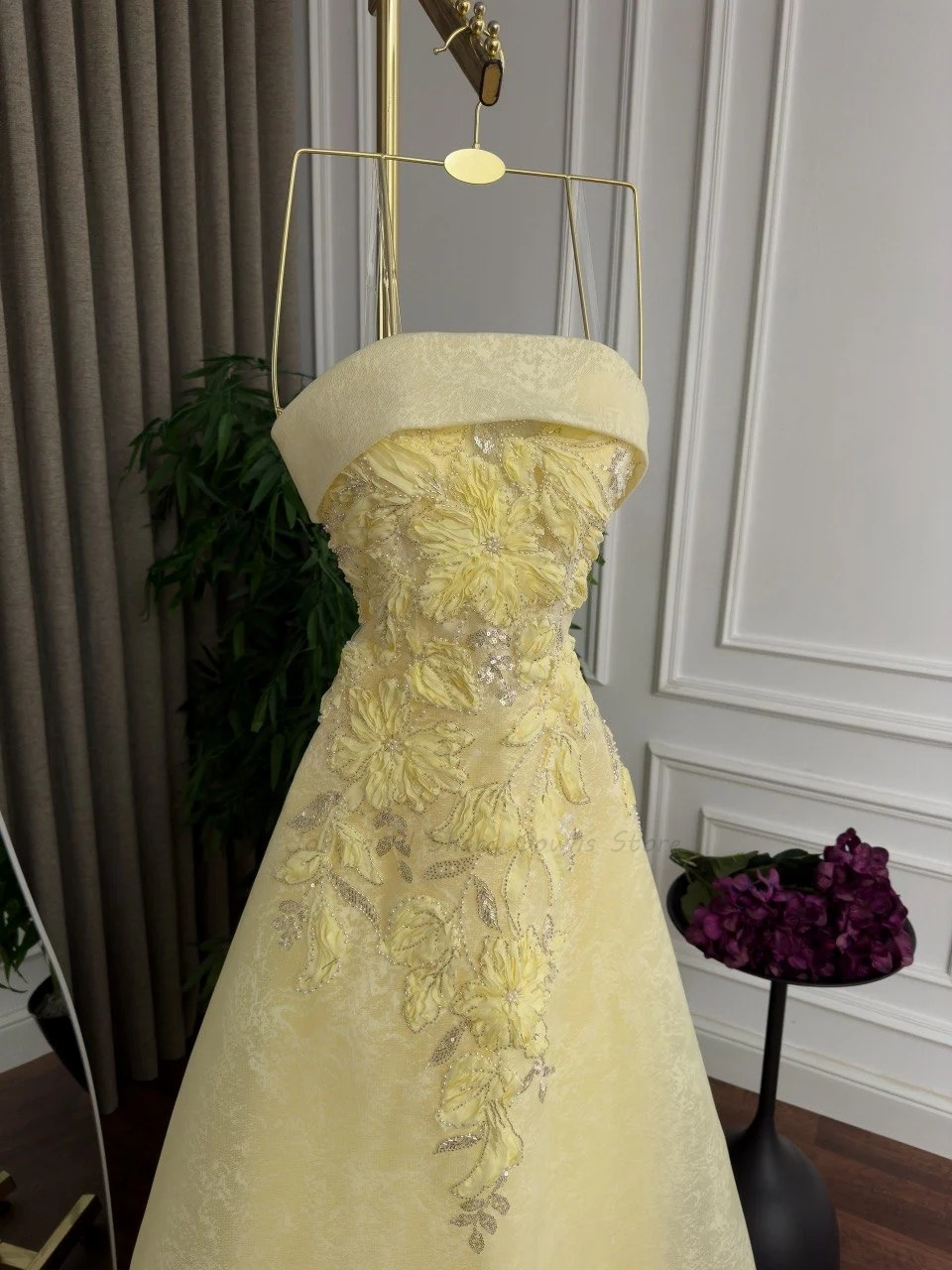 Pale Yellow A Line Evening Dre - Embroidery Yellow Dress 评论和价格