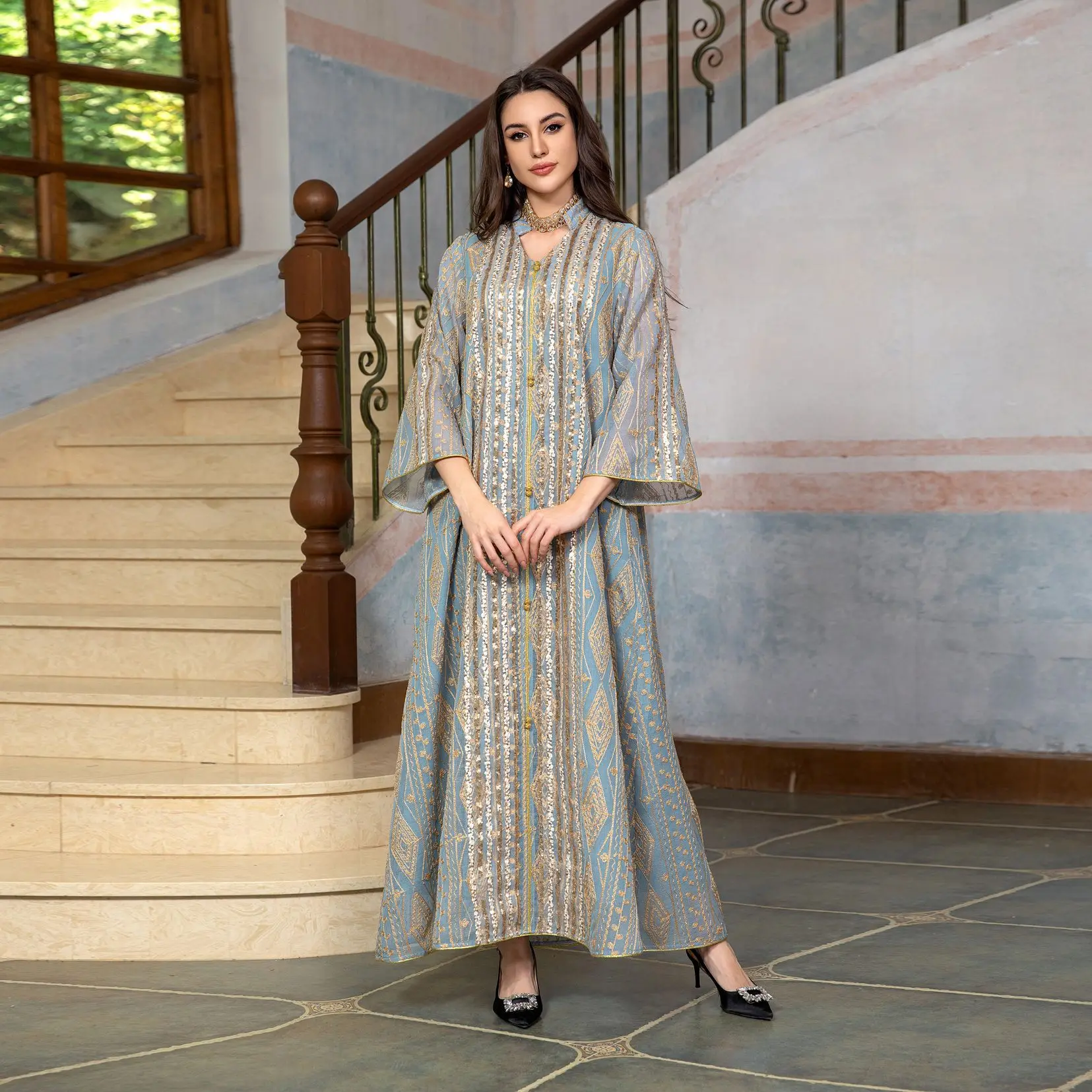 Eid Abaya Embroidery Sequin Me - Embroidery Kebaya 评论和价格
